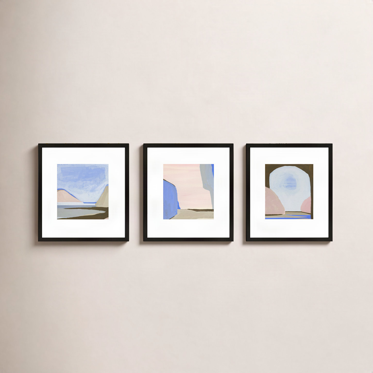 Morning Sky 3-Piece Painting Set, Black Framed, 30" H x 24" W
