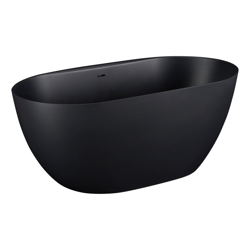 Catino 59" Solid Surface Soaking Freestanding Tub - Matte Black, Matte Black
