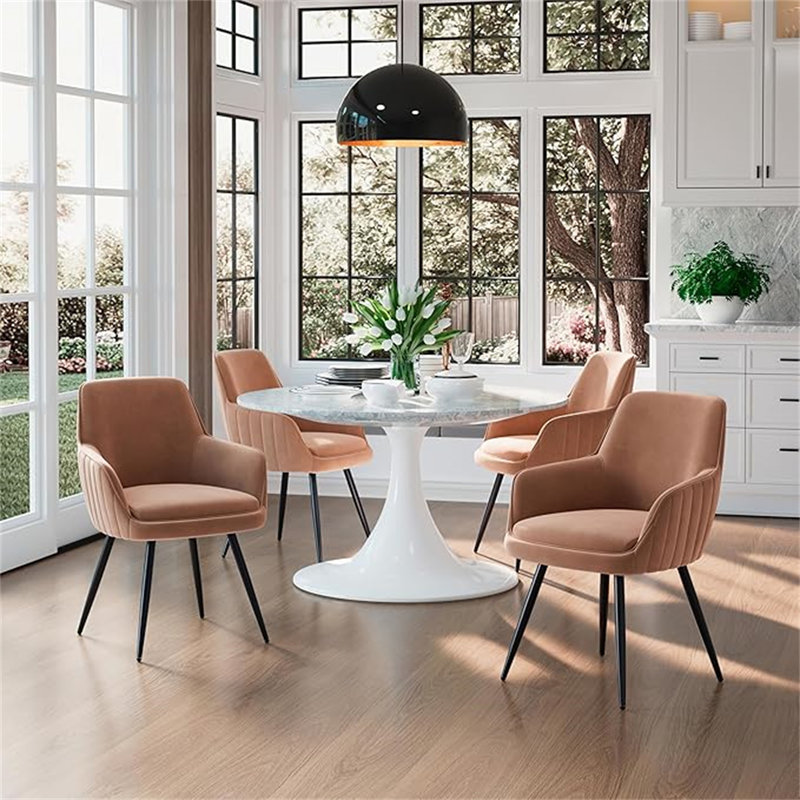 Chaise d'appoint rembourrée brun moderne Mid-Century avec dossier capitonné, Brun