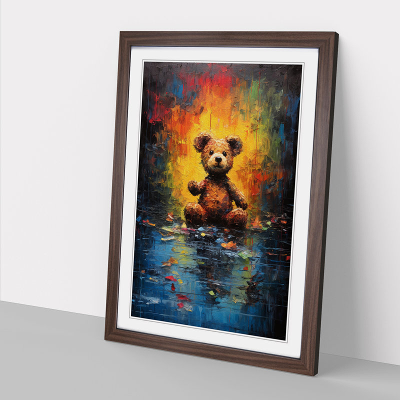 Teddy Bear Action Painting No.2 - Framed Print, Walnut, 64cm H x 46cm W x 2cm D