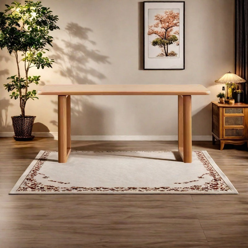 A sturdy and durable dining table made of cherry w, 29.9"H x 55.1"L x 31.4"W