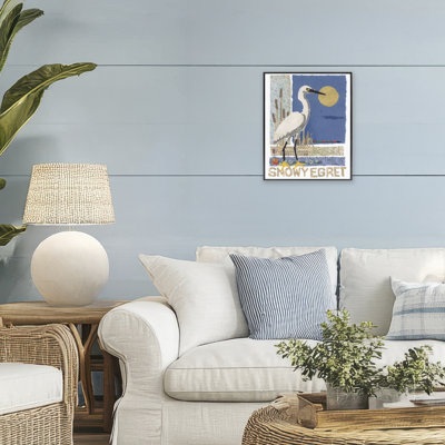 Giclée encadrée nautique, aigrette, par Nancy Overton