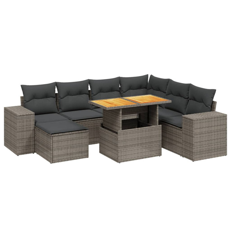 Vidaxl Garden Sofa Set PE Rattan Large Adjustable Armrests