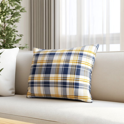 Coussin symétrique bleu et jaune