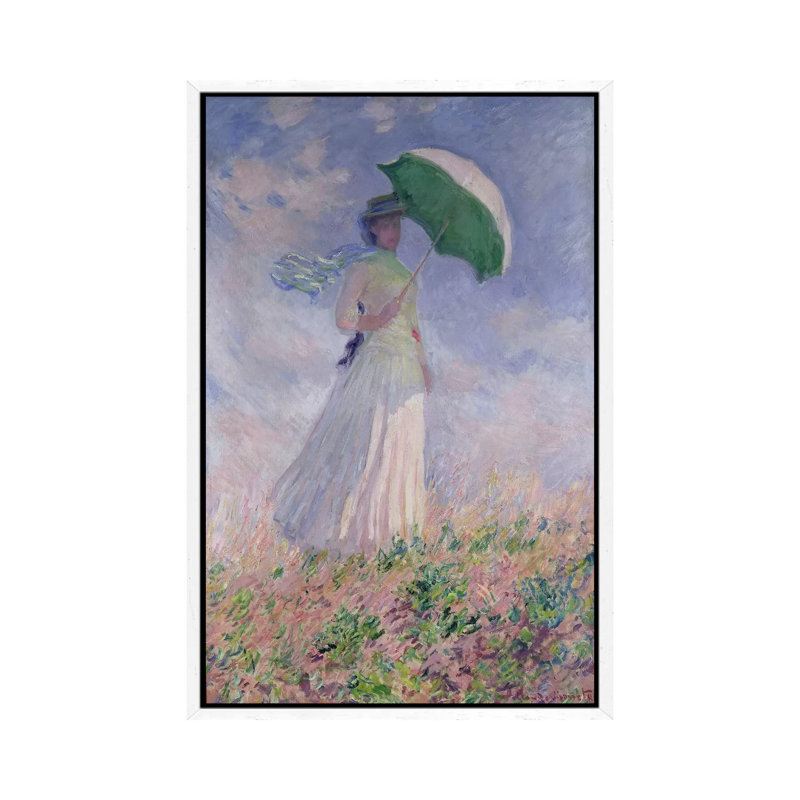 Woman With A Parasol Turned To The Right, 1886 by Claude Monet - Gallery-Wrapped Canvas Giclée on Canvas, White Framed