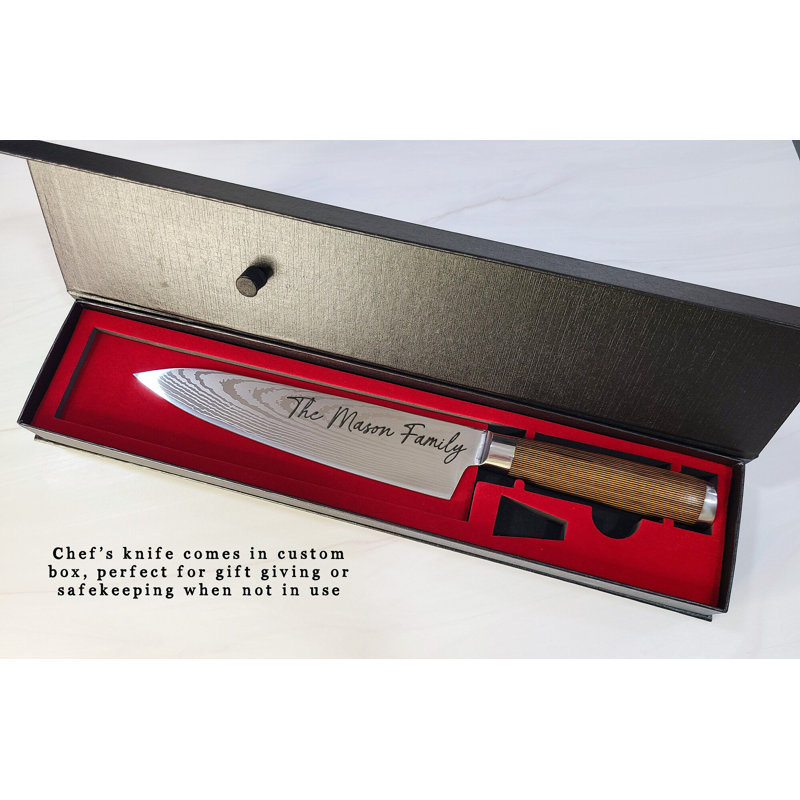 Couteau de chef personnalisé. Couteau de chef en acier inoxydable gravé sur mesure. Cadeau de pendaison de crémaillère. Cadeau pour le chef. Monogramme. Cadeau de mariage personnalisé