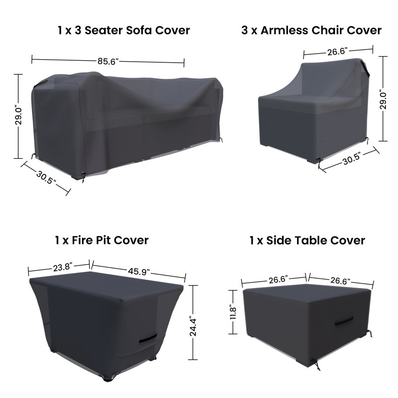 Emanie Rattan Outdoor Conversation Set Cover For Patio Set With Fire Pit Table And Cushion