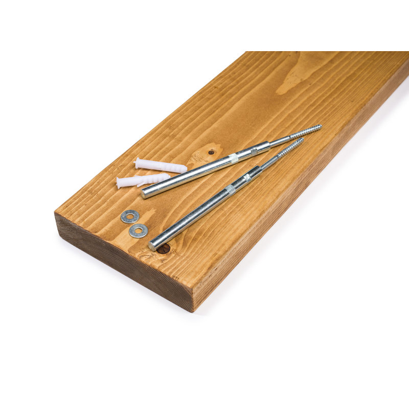 Petra Pine Solid Wood Floating Shelf, 4.5cm H x 70cm W x 20cm  D, Light Brown