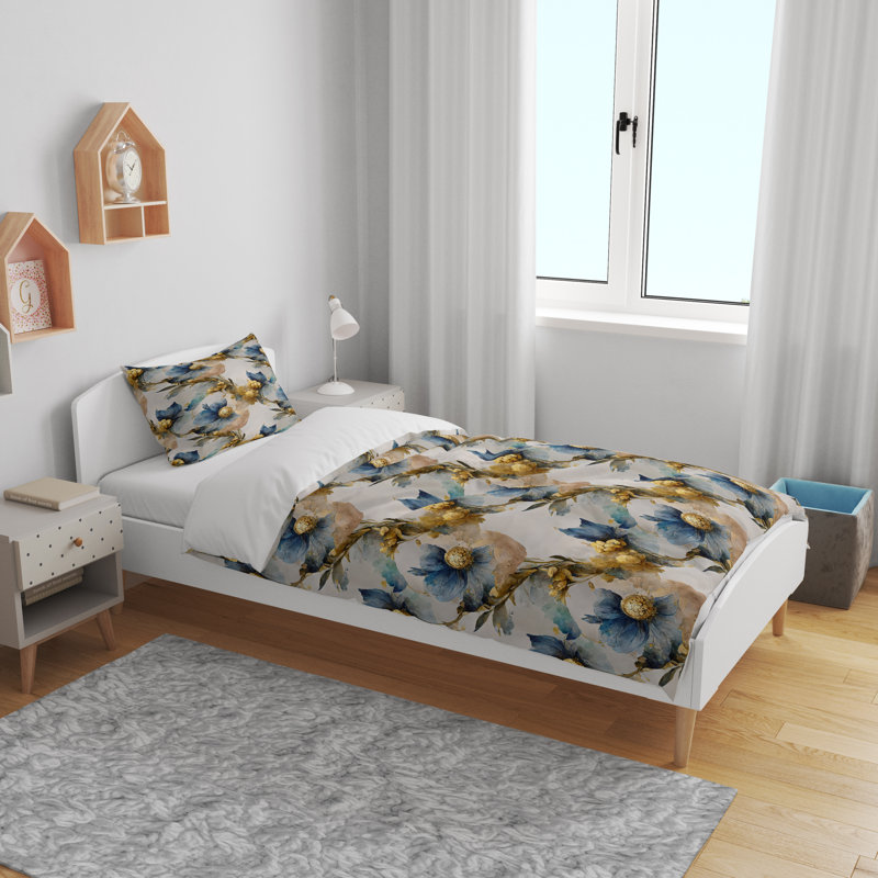Floral Duvet Cover, King Duvet Cover + 2 King Shams