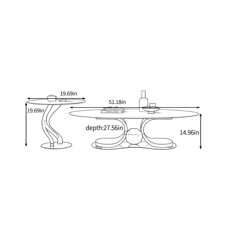 Table basse de luxe de style italien, H 14,96 po x L 27,56 po x l 51,18 po, Doré
