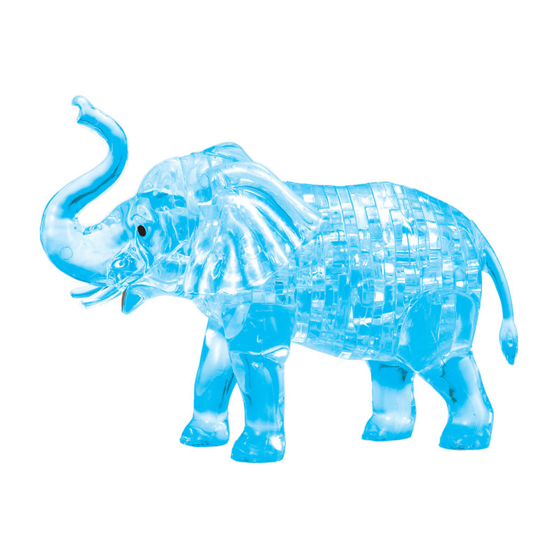 Blue Translucent Elephant and Baby 3D Crystal Puzzle