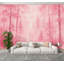 Papier peint adhésif à motif d'aquarelle rose, paysage de forêt, grands arbres, subtile brume, H 100 po x l 144 po, papier peint auto-adhésif pour chambre à coucher-607864236