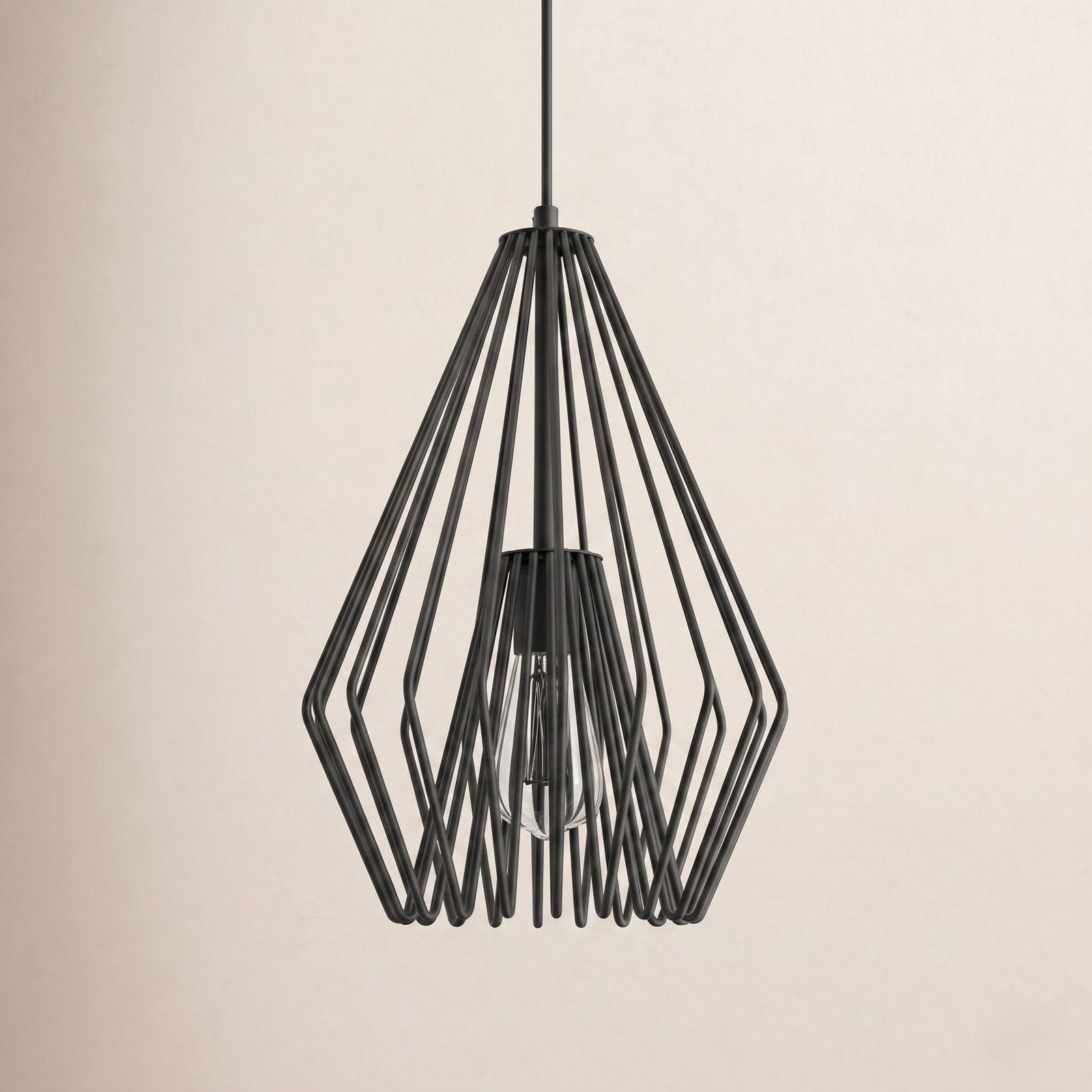 Frankie Single Light Metal Dimmable Pendant, 18.5" H x 12.25" W x 12.25" D, Matte Black