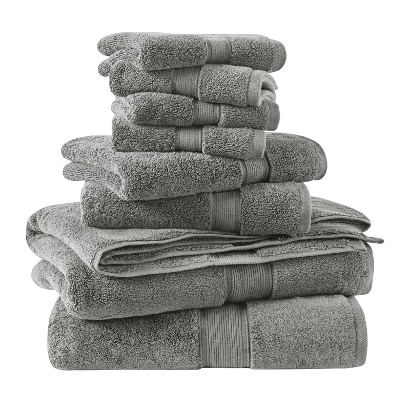 Ensemble de serviettes 100% coton absorbant 800GSM, Gris