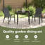  Garden Dining Set Powder-Coated Steel Outdoor Furniture Ensemble Patio
