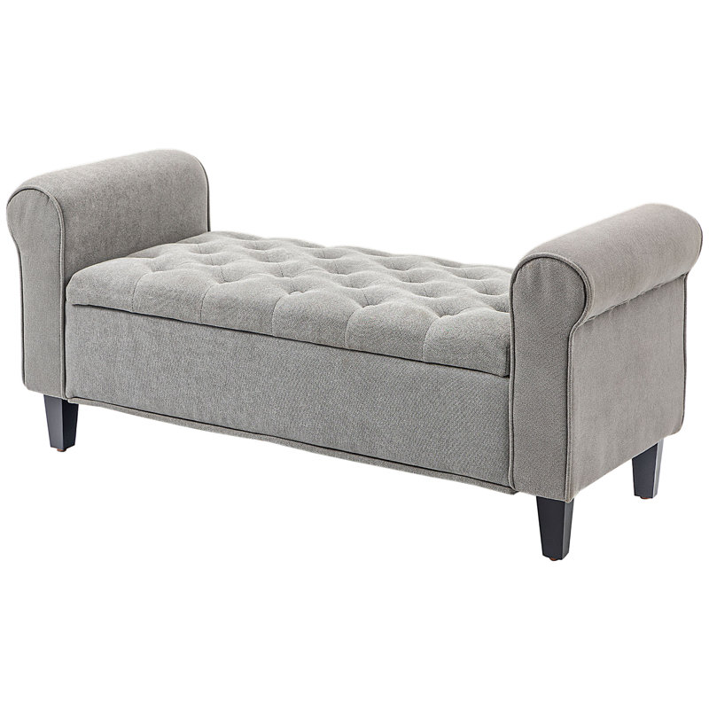 Banc moderne avec repose-pieds, H 22,5 po x l 49,5 po x P 19 po, Gris clair