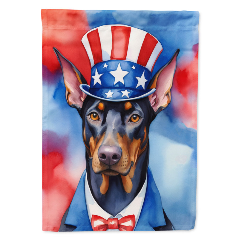 Drapeau patriotique du jardin américain, Doberman pinscher bleu