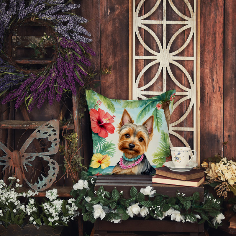 Coussin Silky Terrier Luau, H 14 po x l 14 po