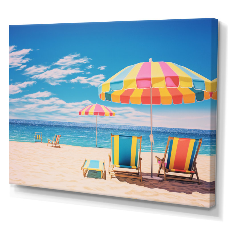 «Beach Chairs Dream IV» sur toile, H 24 po x l 32 po x P 1 po, Toile tendue
