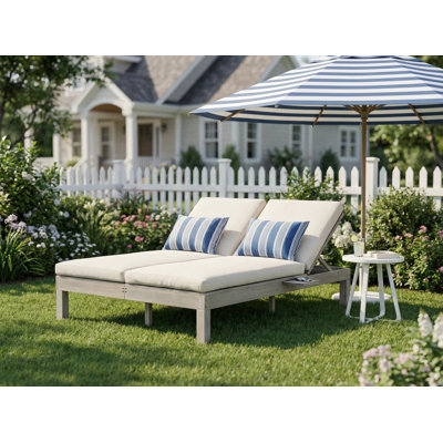Chaise longue double avec dossier réglable et coussins haute densité