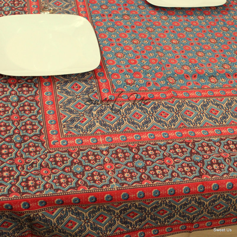 Nappe en coton pour salle à manger, Rouge, 104 po x 88 po