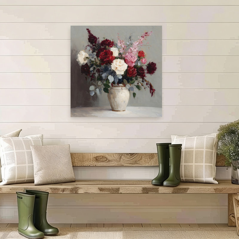 Roses, fleurs, jardin printanier sur blanc, fleur romantique classique, art mural naturel