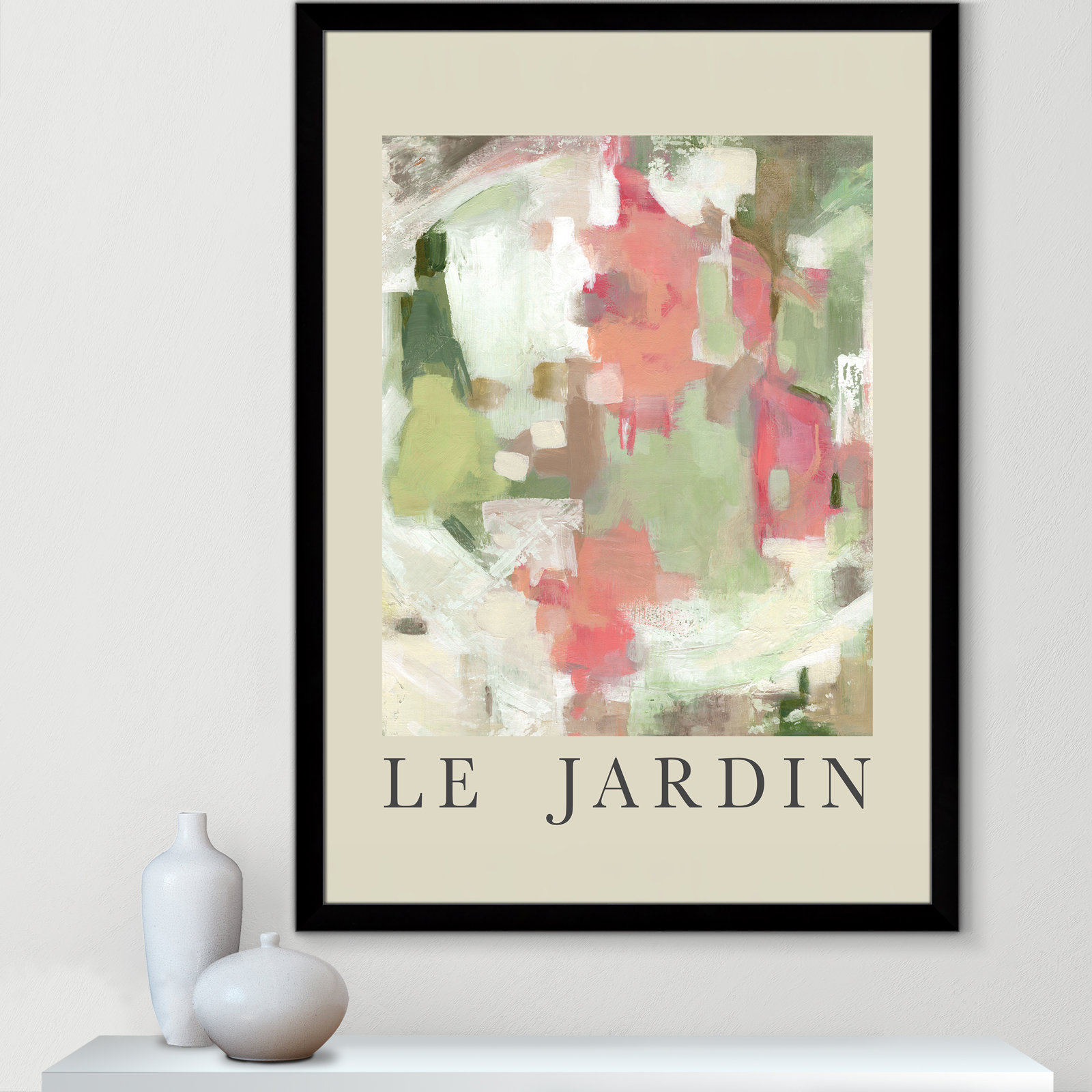 Riya "Le Jardin" Print by Carol Robinson, Black Single Picture Frame, No, 49" H x 35" W x 1.25" D