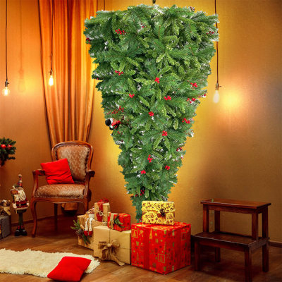 Arbre de Noël artificiel à l'envers avec aiguilles vertes