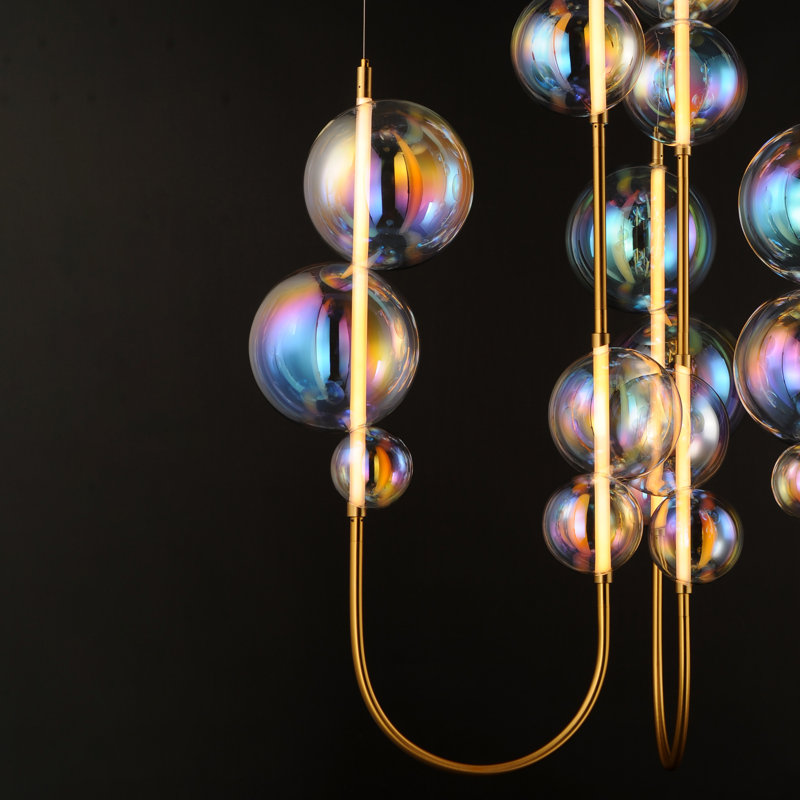 Dreamer 3 - Light LED Pendant, Natural Aged Brass, Iridescent