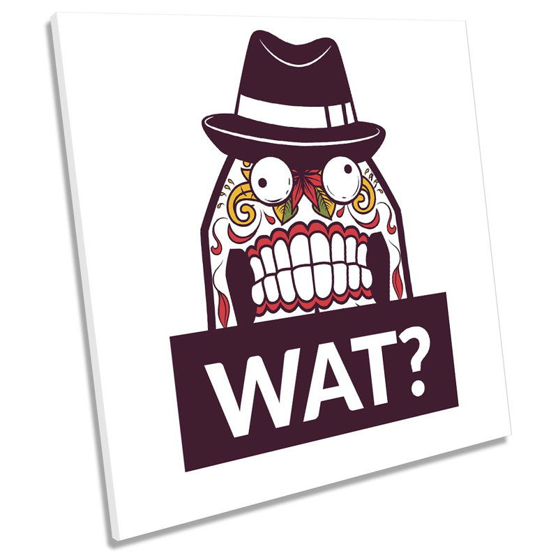 Wat Funny Character Hat - Wrapped Canvas Art Prints, 76.2cm H x 76.2cm W x 4cm D