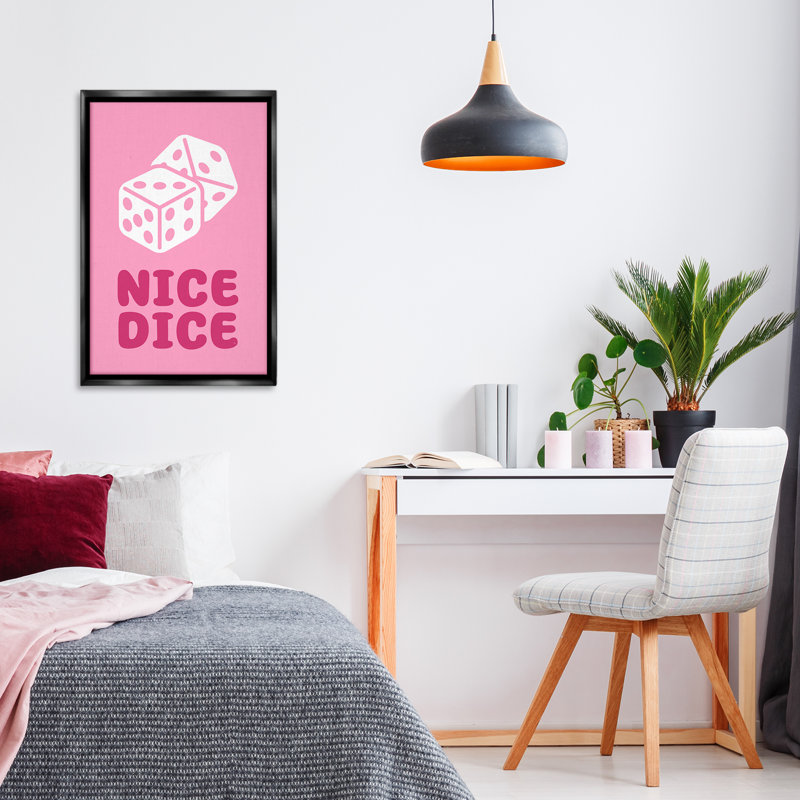 «Nice Dice» par Martina Pavlova, H 31 po x l 21 po, Cadre flottant métallique doré