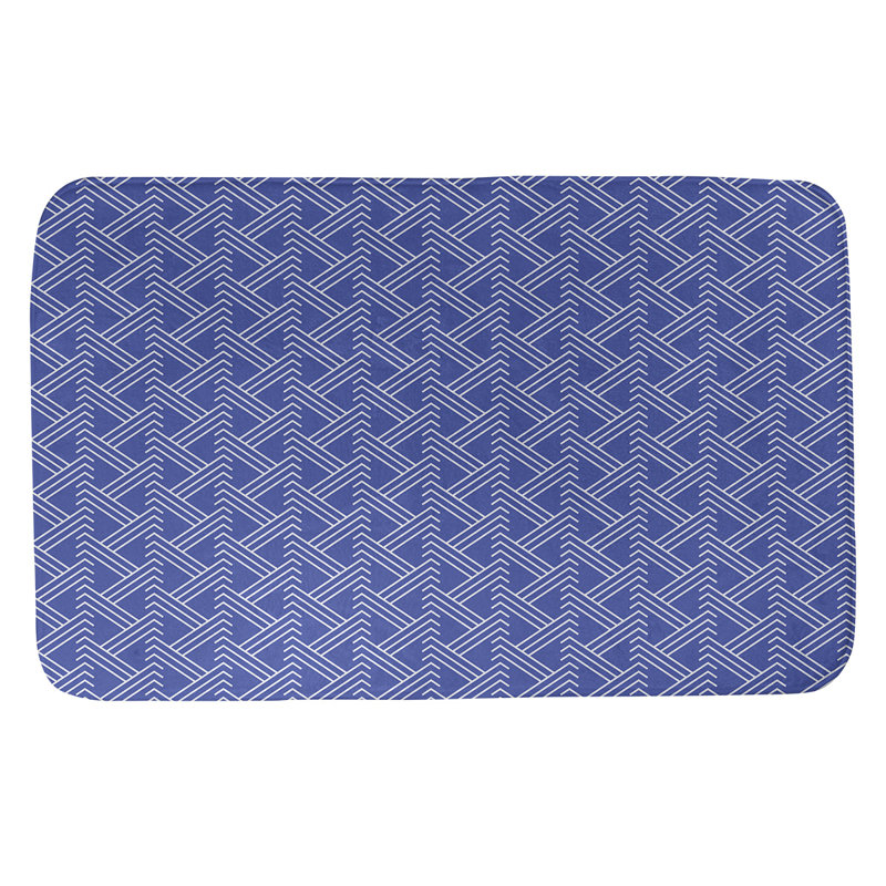 Tapis pour salle de bain Zig Zag, Bleu/blanc, l 17 po x L 24 po