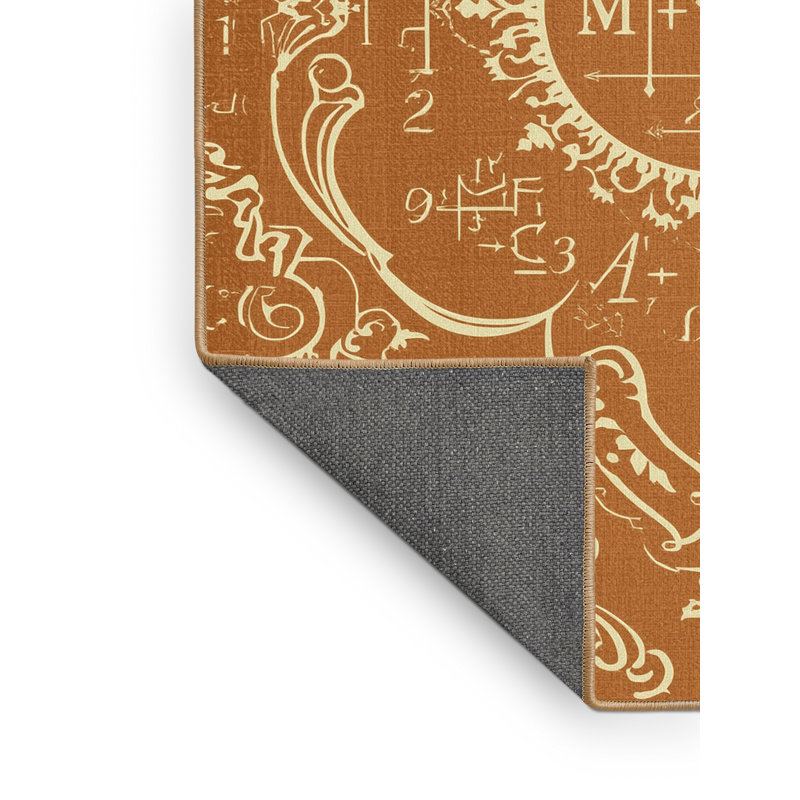 Soft Plush Menahan Blackboard Math Problems Classic Oriental Area Rug in Brown – LightBrown Binding, 8x10