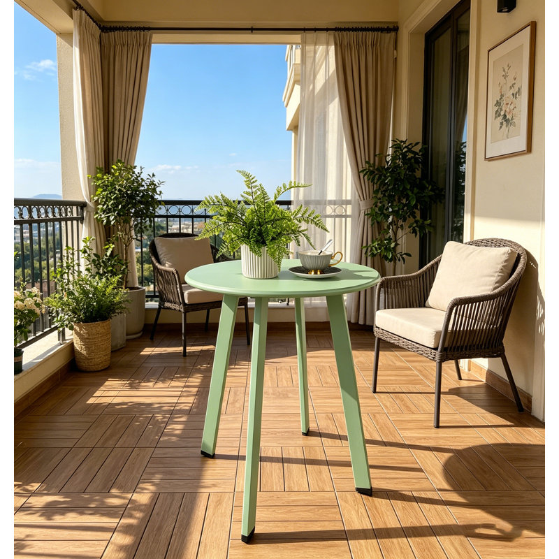 Modern Round Side Table, Small Accent End Table With 4 Angled Legs, Compact Coffee Table For Living Room, Bedroom, Balcony, Patio, Green