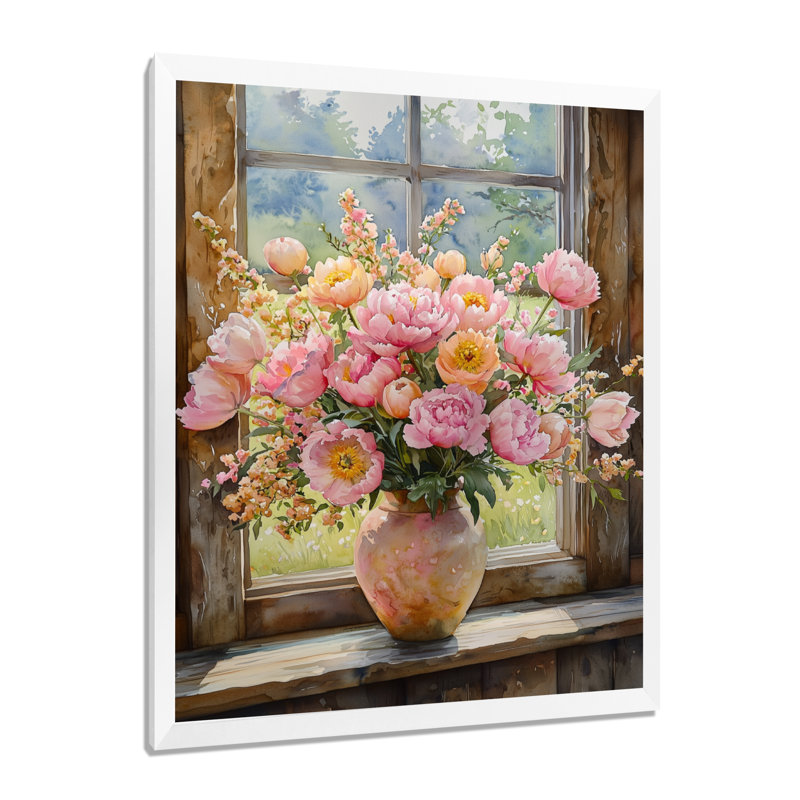Kirby - salon d'art mural floral, H 32 po x l 24 po, Reproduction encadrée d'une seule photo, Blanc