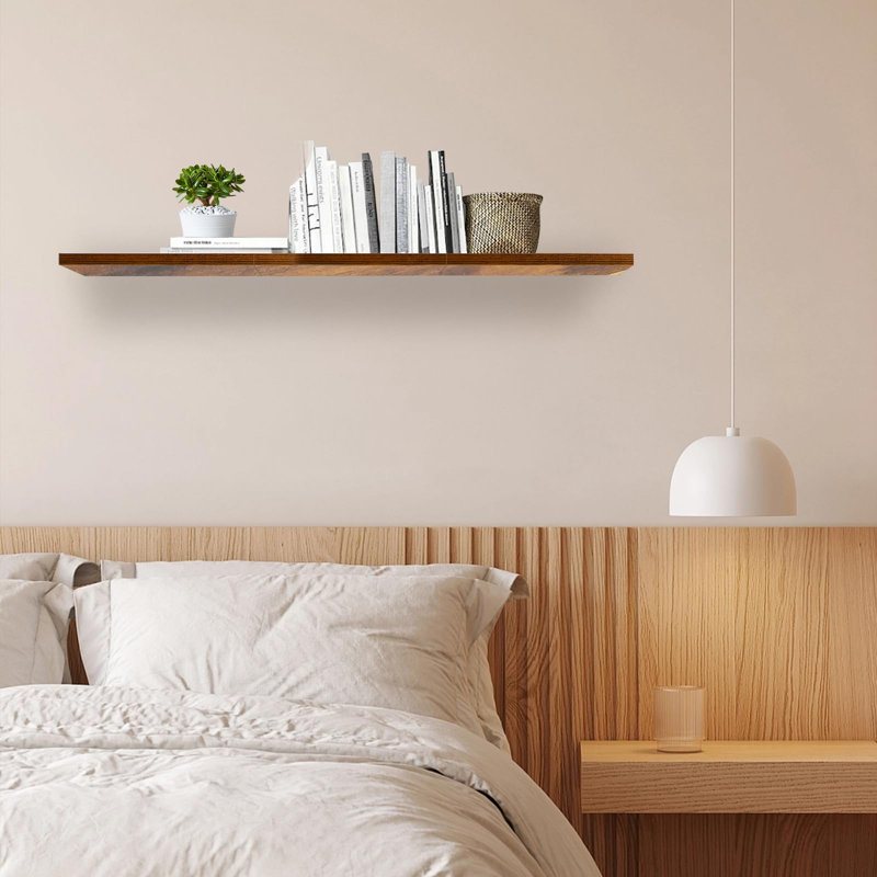 Curits Wood Floating Shelf, Brown Wood