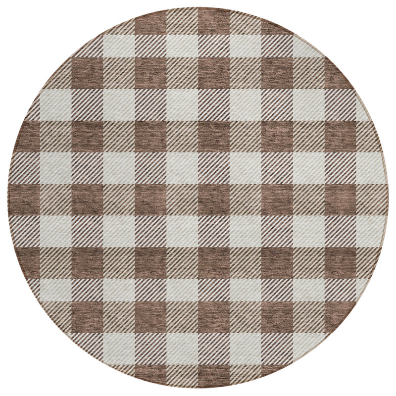 Plaid Indoor / Outdoor Rug, Round 8'