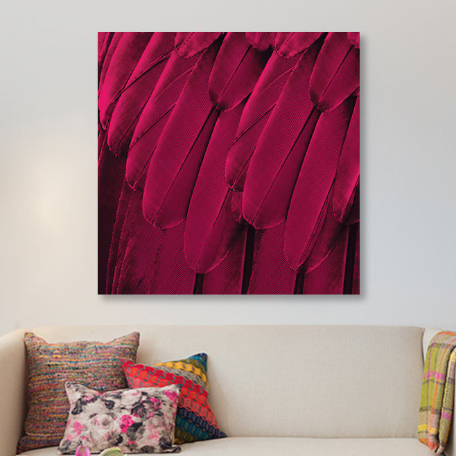 «Feathered Friend in Magenta», reproduction de photo sur toile, H 26 po x l 26 po x P 0,75 po