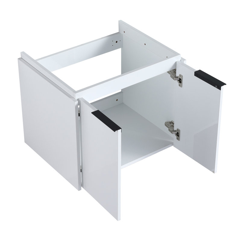 Meuble-lavabo à fermeture en douceur 48 po avec lavabo et deux petites tablettes de rangement