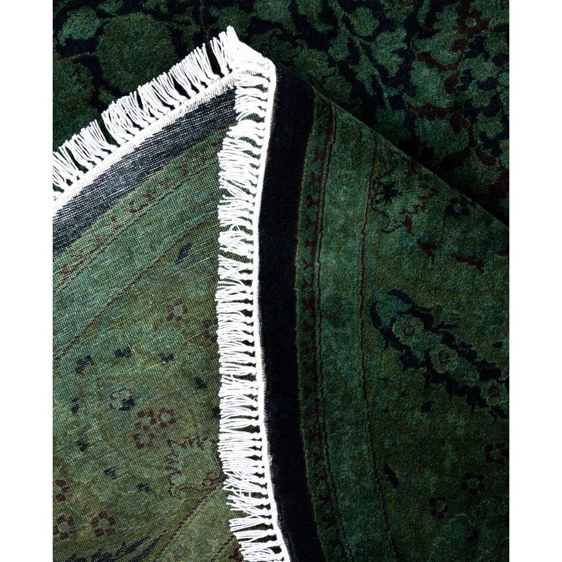 Overdyed Hand-Knotted Wool Modern-Contemporary Green Area Rug 6' 1" x 6' 1"