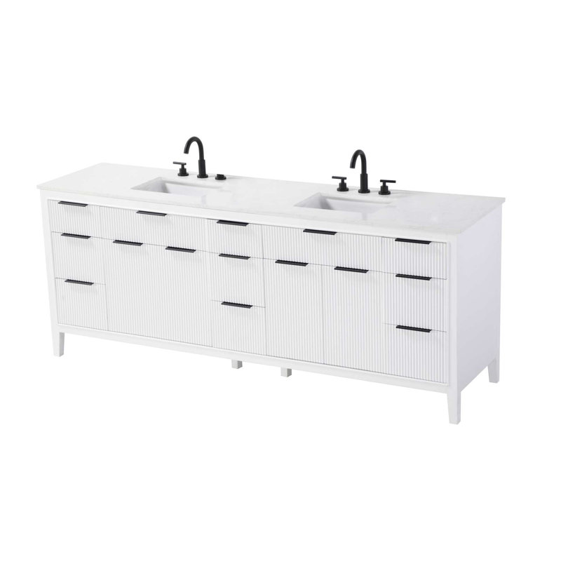 Meuble-lavabo double 84 po blanc, Blanc