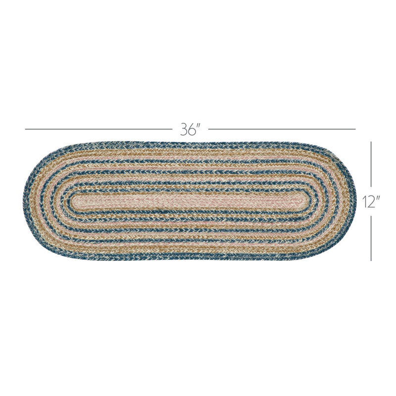Markaylah Oval Geometric Jute Table Runner, 36" L x 12" W