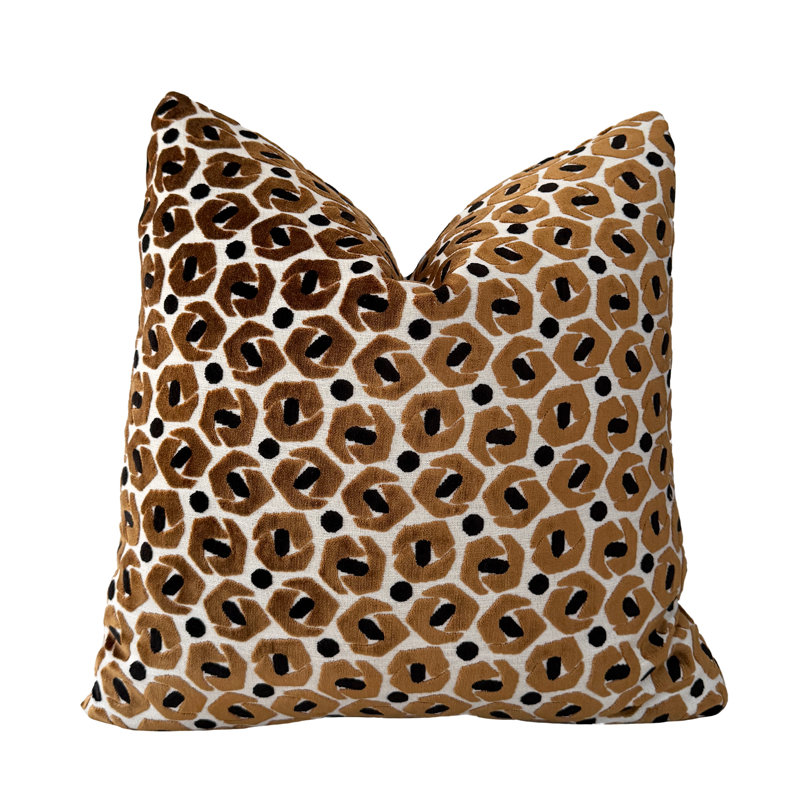 Broken Rings Velvet Throw Pillow Cover, Square 20", Brown