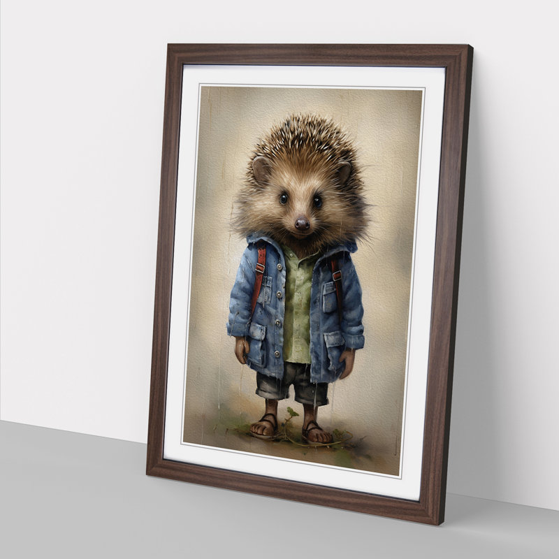 Hedgehog with Glasses Painting - Framed Print