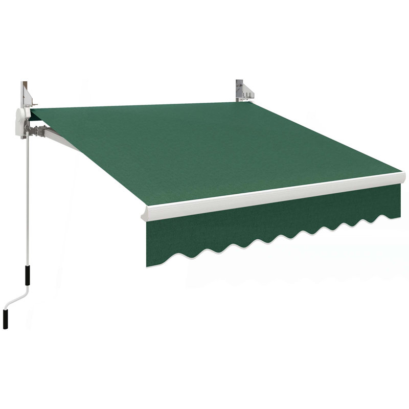 Outsunny 8' x 7' Patio Retractable Awning, Manual Exterior Sun Shade Deck Window Cover, 98.4" H x 78.75" W x 9" D, Green