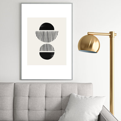 Balancing Stripes No1 noir encadré sur papier