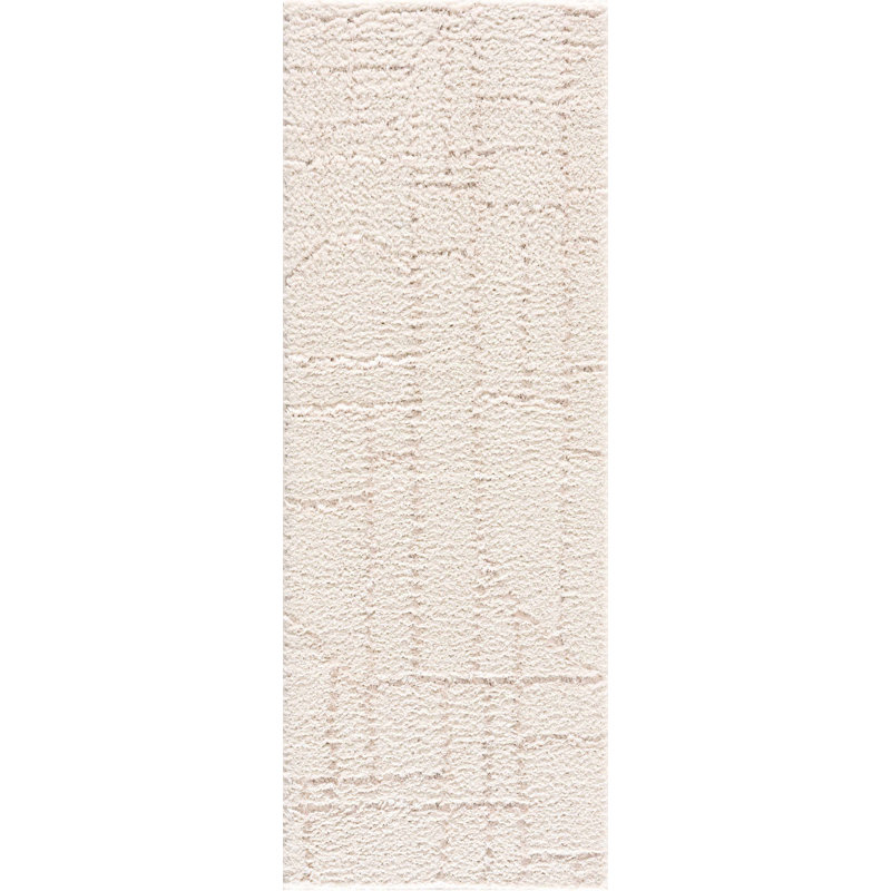 Tapis crème à motif abstrait Kamarin, Tapis de couloir 2 pi 7 po x 7 pi 3 po