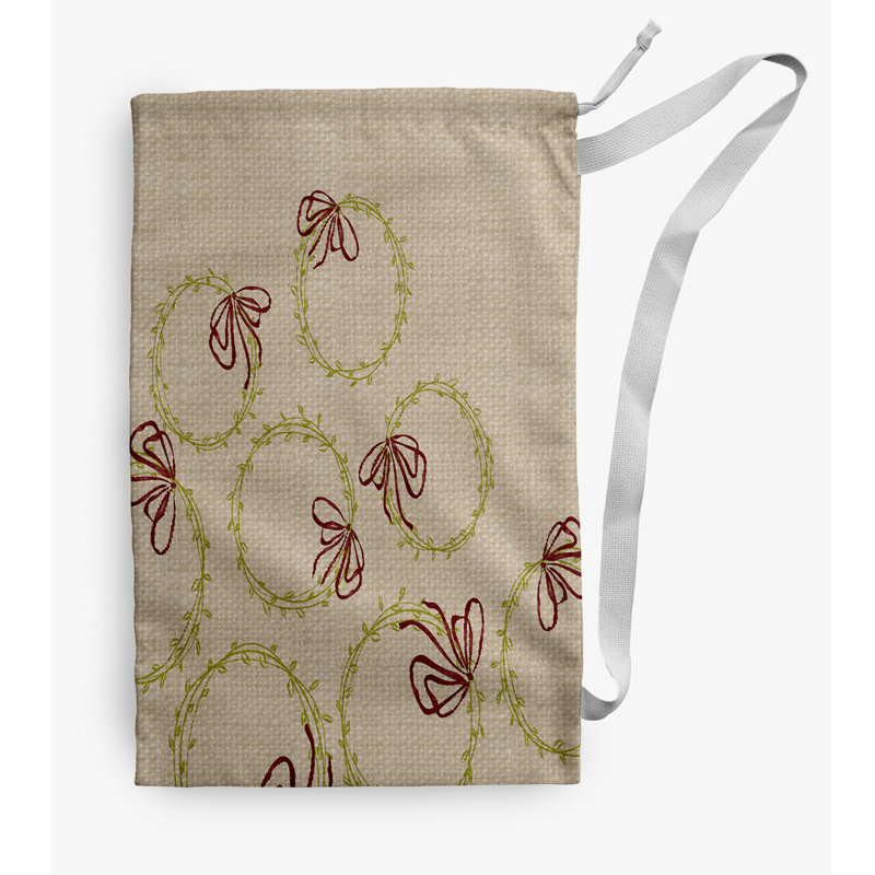 Fabric Laundry Bag with Handles, Small (29" H x 18" W), Brown/Light Green