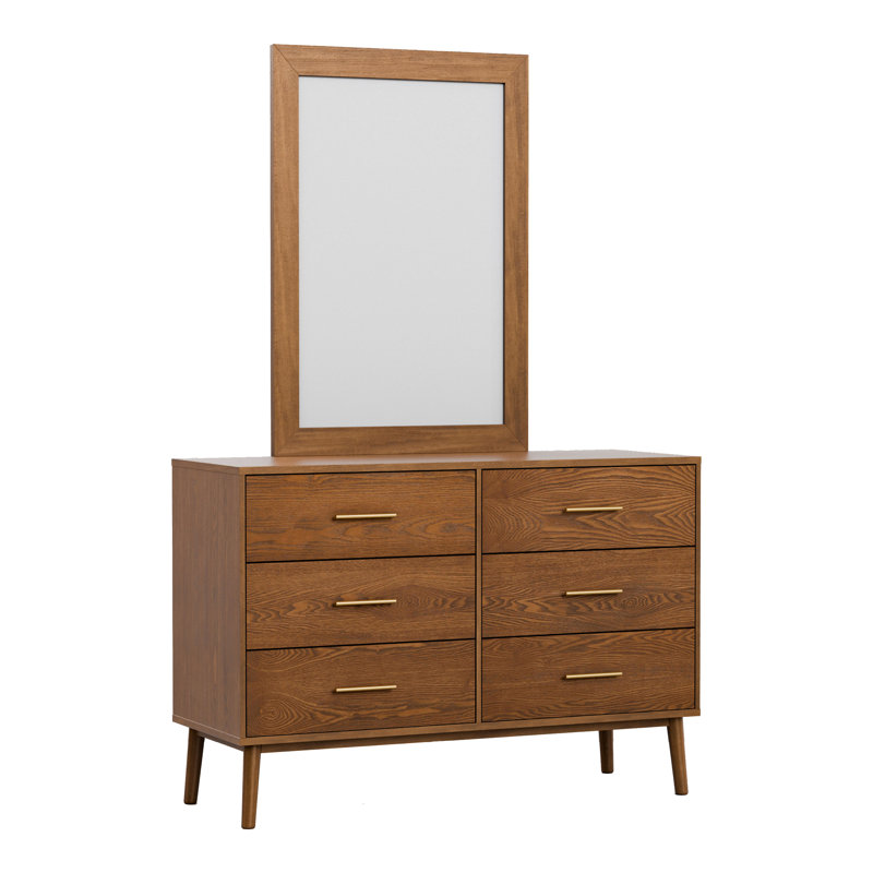 Commode 6 tiroirs avec miroir Nevio