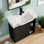 Meuble-lavabo moderne peu encombrant avec lavabo en céramique, conception compacte en chêne foncé